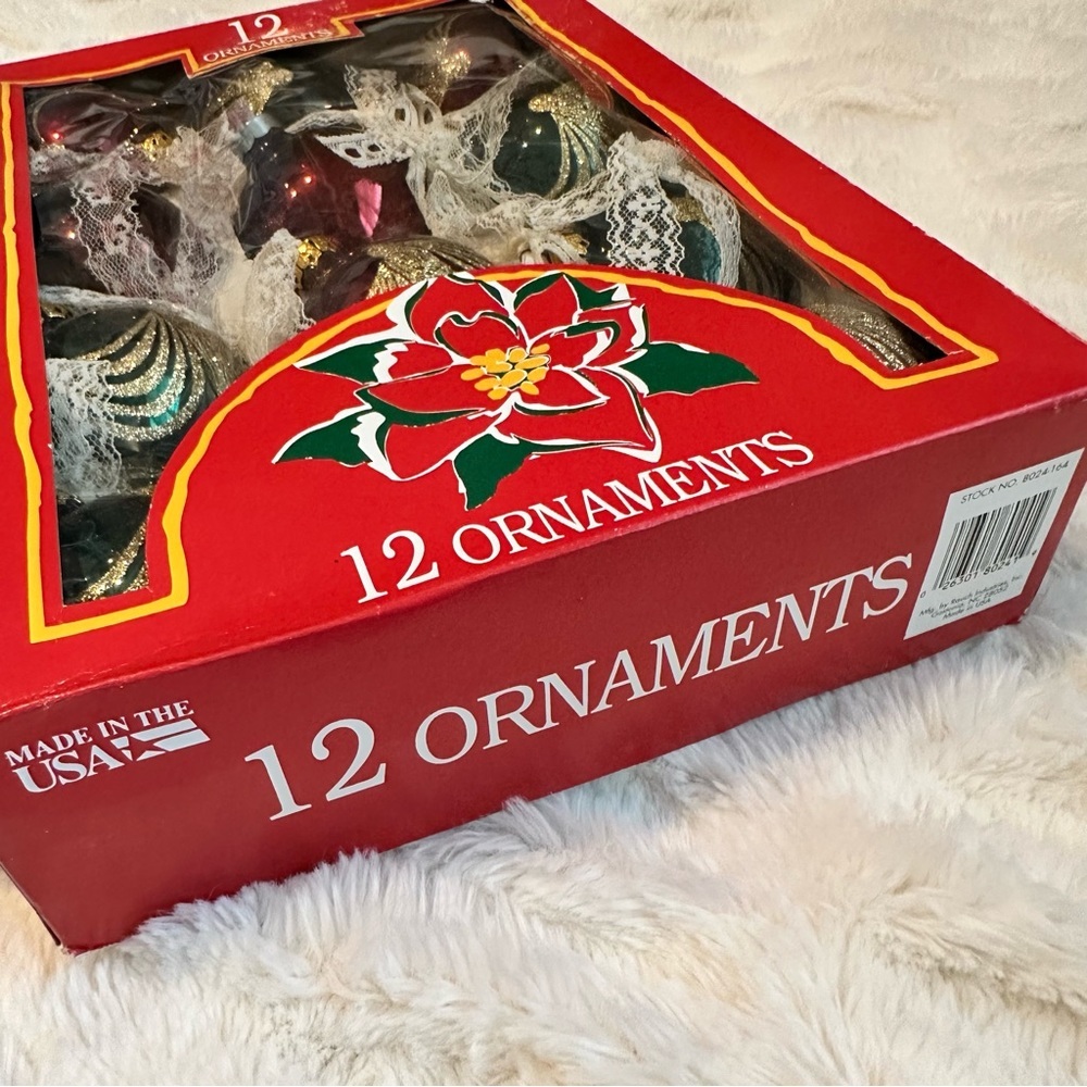 Vintage Rauch Red Glass Ball Christmas Ornaments Box Of 18 - Picture 12 of 15